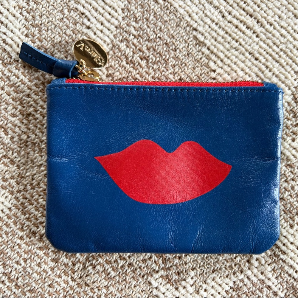 Clare V Coin Clutch Purse Nova Blue Cobalt Perruche Poppy Lips Kiss